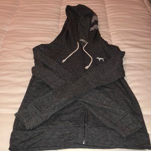 charcoal grey victoria secret zip up jacket